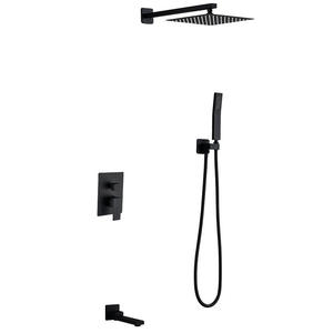 Ensemble de douche encastré avec pommeau de pluie en acier inoxydable de 10 pouces, douchette à main, montage mural, robinet thermostatique à double commande - Product Image 3