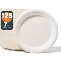 Vaisselle jetable ronde de 7 pouces canne à sucre bagasse pâte à papier assiette de fête compostable 100% assiettes biodégradables