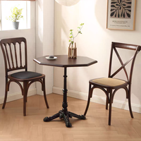 Ensemble de table basse en fonte vintage américaine, table à manger rétro en bois naturel et chaises pour la maison, café