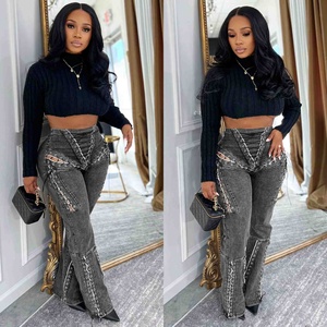 <span class=keywords><strong>Jeans</strong></span> da Donna Trendy 2026, Taglie S-2XL, <span class=keywords><strong>Pantaloni</strong></span> Streetwear <span class=keywords><strong>con</strong></span> Lacci - Product Image 2