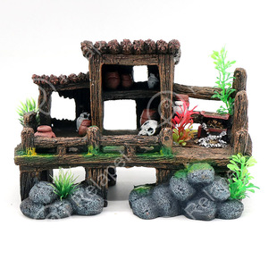 Aquarium Landschaft Fisch Höhle Felsen Dekoration mit Pflanzen für Aquarium Ornamente, Aquarium Ornament Aquatic Caves Hide Hut - Product Image 3