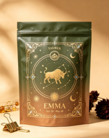 Pochette refermable personnalisée en Mylar sur le thème de l'astrologie, avec nom et symbole du zodiaque, pochette zippée pour horoscope, emballage cadeau personnalisé