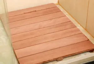 Wooden Non-slip Rectangular Spa Bath Mat - For Bathroom Showers Bathtubs Floors Indoor And Outdoor Using Natural Light Wood