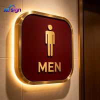 Panneau de signalisation de toilettes personnalisé en acrylique avec éclairage frontal et cadre en acier inoxydable pour les stations de toilettes publiques dans les aéroports et les hôpitaux