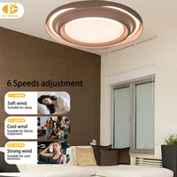 Ventilateur de plafond sans pales à encastrer, forme vague, avec anneau multicouche, éclairage LED dimmable, moteur DC silencieux et télécommande pour chambre à coucher