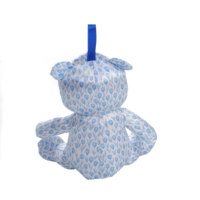 Porte-clés en peluche ours en tissu imprimé tulipes bleues, mini ours floral rembourré, pendentif pour sac à dos, breloque cadeau