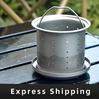 CIEUIS Tasse en titane 420 ml, anti-brûlure, poignée pliable, ensemble de théière avec filtre pour le camping en plein air