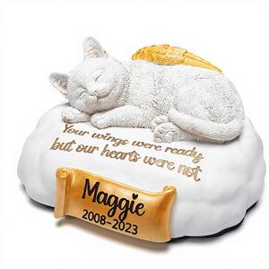 HENTOL <strong>Cat</strong> <strong>Urn</strong> with Angel Wings Made of Resin Engraving Your Pet's Name Date &amp; Quote - Product Image 1