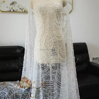 DELACE JZQ Robe de mariée de luxe en sequins, tissu en dentelle perlée de haute qualité, tulle perlé pour robe de soirée