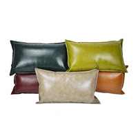 Housse de coussin décorative en similicuir PU effet cire, couleur unie, pour canapé et salon