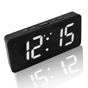 Horloge de table numérique LED <span class=keywords><strong>miroir</strong></span> Smart Office Desk Atomic DCF JJY, affichage de l'heure, de la date, de la température, <span class=keywords><strong>3</strong></span> alarmes, USB, pour chambre à coucher - Product Image 5