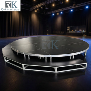 Scène mobile décorée en aluminium pour événements, concerts, mariages, avec escalier incurvé - Product Image 1