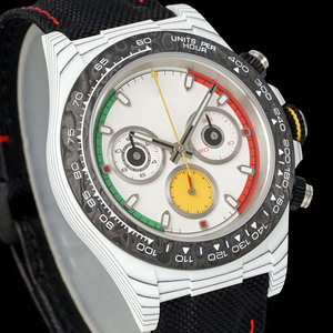 <span class=keywords><strong>Montre</strong></span>-<span class=keywords><strong>bracelet</strong></span> chronographe Vigorous NTPT White Carbon avec cadran de course tricolore, <span class=keywords><strong>montre</strong></span> pour homme, <span class=keywords><strong>montre</strong></span> de golf Masters - Product Image 2