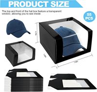 Boîtes cadeaux noires pour casquettes de baseball – Boîte de rangement pliable en papier avec fenêtre transparente pour chapeaux, organisateur et présentoir