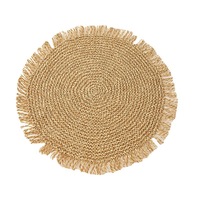 Set de table circulaire antidérapant au crochet, style minimaliste moderne, avec bords à pompons, pour assiettes et sous-verres, décoration créative d'ambiance