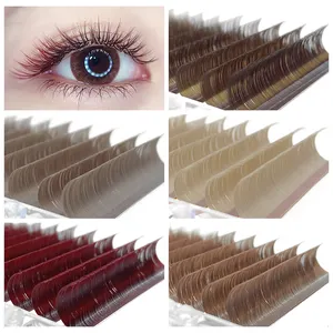 New Arrivals Individual Teal Mocha Caramel Burgundy Brown Color Lashes Mink Eyelash Extensions