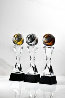 Trophée sportif en verre transparent gravé, nouvelle conception Hengyue MH-MJ0118, impression numérique, édition annuelle du Championnat des partenaires, respectueux de l'environnement