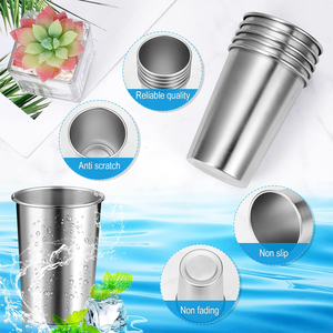 Wiederverwendbare Stapelbare Trinkbecher Tumbler für Bar Reisen Outdoor Camping Edelstahl-Becher Großpackung Kleine Metall-Pint-Becher zum Trinken - Product Image 5