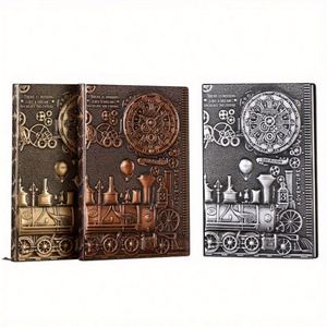 A5 Custom Retro Train Design High Quality Premium Embossed Leather Hardcover Thread Sewing Bound Notebook <b>Journal</b> Diary - Product Image 3