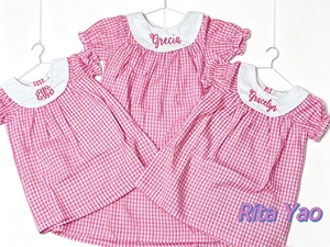 Vestito Rosa in Gingham Intrecciato con Maniche a Sbuffo <span class=keywords><strong>per</strong></span> Bambina, Abito Estivo con Colletto, Vestito da Festa Ricamato <span class=keywords><strong>per</strong></span> Bambina, Vestito <span class=keywords><strong>per</strong></span> il Ritorno a Scuola 2026 - Product Image 3