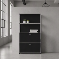 Meuble de rangement modulaire rouge rubis, étagère métallique, bibliothèque pour salon ou bureau, buffet en acier écologique personnalisé