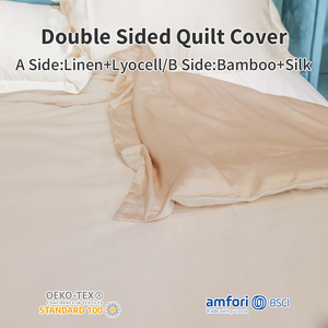 Copripiumino biadesivo copripiumino di <span class=keywords><strong>seta</strong></span> di lusso nuovo copripiumino di un lato in lino e Lyocell B lato bambù e <span class=keywords><strong>seta</strong></span> comodi set di biancheria da letto - Product Image 2