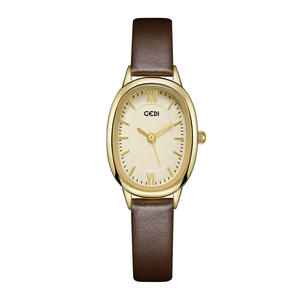 Reloj de Mujer de Alta Gama con Esfera Ovalada, Estilo Retro, Pequeño, de Cuero Genuino, Reloj de Cuarzo - Product Image 3
