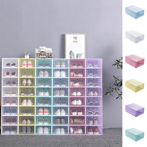 Foldable Clear Drawer Case Shoes Storage Box Plastic Stackable Shoe Organizer