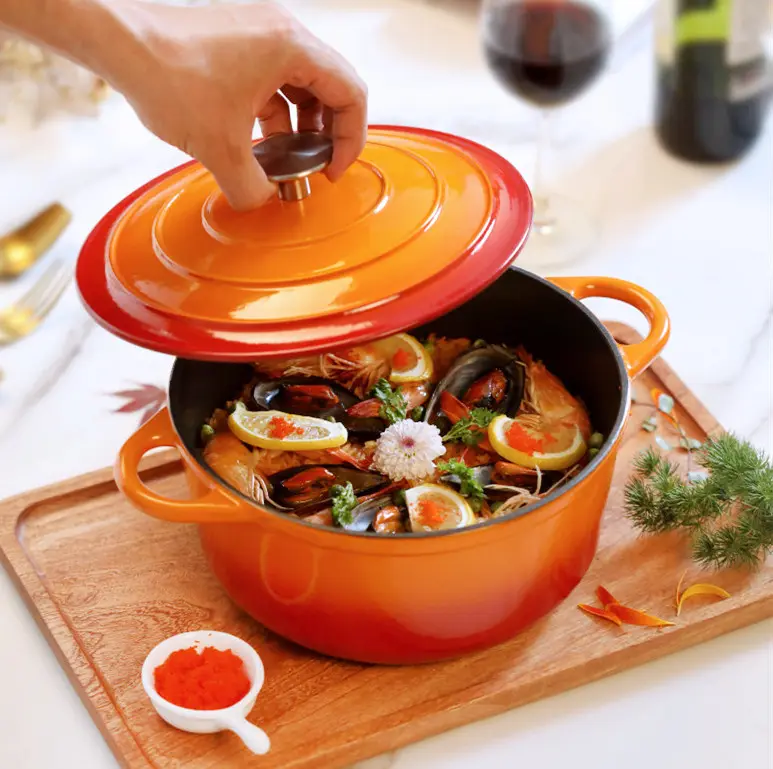 Sang Trọng Không Dính Nồi Men Gang Cookware Pot Nấu Súp Nồi Cho Cassoulet