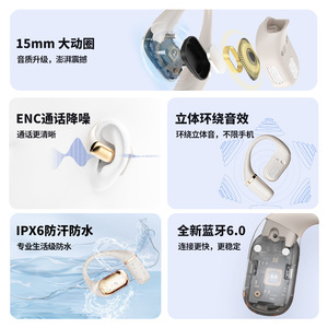 Bsinfen Open Ear <b>Bluetooth</b> Headphones Wireless Noise Cancelling IPX6 Waterproof Type C Charging Touch Control - Product Image 3