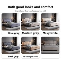 Lit en cuir minimaliste moderne 962 Nouveau modèle 18m en bois massif avec rangement en acier inoxydable Luxe léger Haut de gamme King Size Master