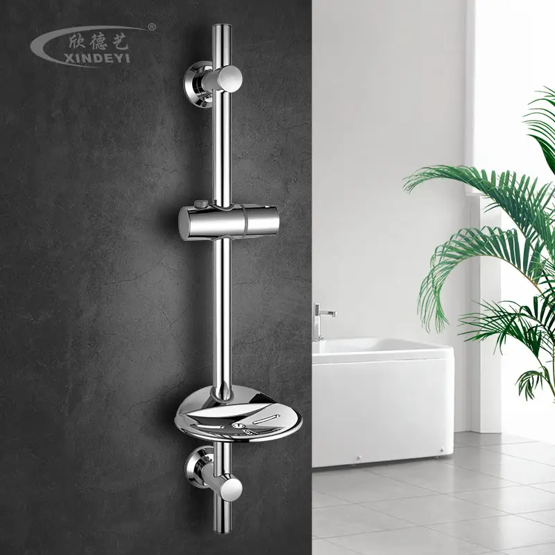 Top Sale Bathroom Aluminium Wall Mounted Shower Rail Sliding Bar Hand Shower Set with Adjustable Shelf
