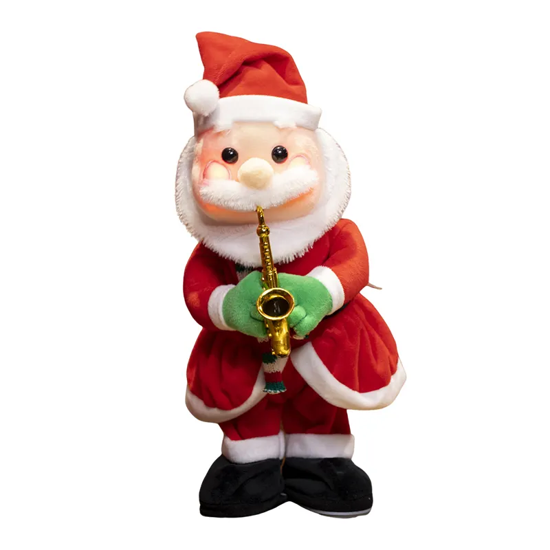 Cute Christmas Decorations Toys Doll Singing Dancing Saxophone Elk Snowman Plush Santa Claus Soft Toy