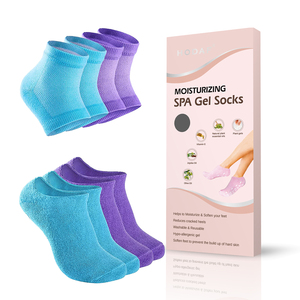 Chaussettes hydratantes en gel de coton doux réutilisables, 1 paire, coussinets élastiques en gel de silicone pour soins de la peau craquelée - Product Image 6