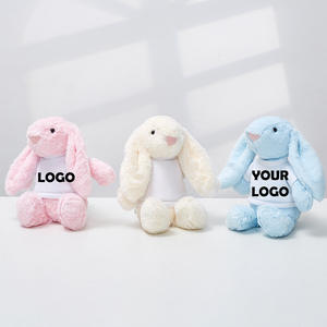 Đáng Yêu 25cm màu xám bashful Bunny thỏ với biểu tượng cá nhân văn bản T-Shirt trọng âu yếm bạn thân Thú nhồi bông đồ chơi sang trọng - Product Image 1