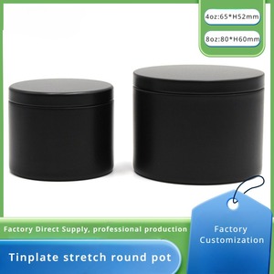 Hộp đựng nến bằng thiếc cao cấp màu đen, có nắp và hộp đựng, in logo tùy chỉnh, dung tích <span class=keywords><strong>4OZ</strong></span>, 8OZ, kích thước 6.5*5.2cm - Product Image 3