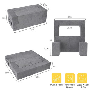 Children's <b>Sofa</b> Set With Ottoman And Round Pillows Fabric High-Elasticity Foam 2 Seater For <b>Kids</b> Bedroom Play Area - Product Image 4