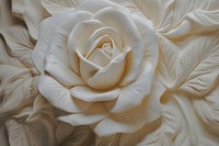 Papier peint mural 3D floral imperméable pour chambre et salon, motif rose blanche laiteuse en relief, facile à poser