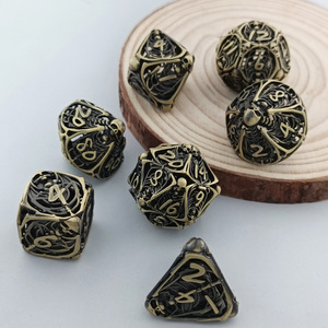 Hot Custom Engraved Antique Gold Skeleton <strong>Man</strong> <strong>Dice</strong> RPG <strong>Dice</strong> for Role-playing Board Games 16mm DND Metal Skeleton <strong>Dice</strong> Set - Product Image 4