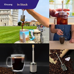Moulin à café portable V3 avec couvercle inférieur pour un nettoyage facile, en acier inoxydable, micro-pressoir français, pour voyage, maison, camping, 350 ml, minimaliste - Product Image 2