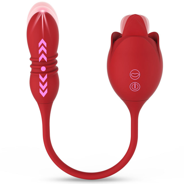 2 in 1 Rose Clitoral Licking Toy Love Egg Thrusting Vibrator Rose Sex Toy Stimulator Vibrating Adult Sex Toys for Women