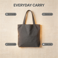 Sac fourre-tout en toile recyclable au design minimaliste avec poignées en corde et longues anses, personnalisable pour étudiants et usage quotidien