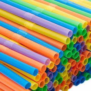 Pailles en plastique flexibles colorées/à rayures, pliables, pour boisson - Product Image 4