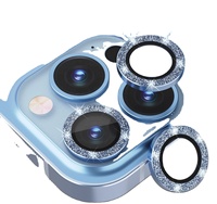 Protecteur d'objectif d'appareil photo diamant Film de verre Anneau métallique Étui de protection d'écran en verre trempé pour Iphone Série 14 pro 13 pro 11 max