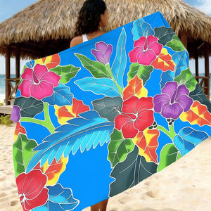 Paréo exclusif en rayonne à imprimé numérique Frangipanier Plage <span class=keywords><strong>de</strong></span> Polynésie française (y compris <span class=keywords><strong>Tahiti</strong></span>) - Product Image 1