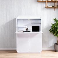 Bureau multifonctionnel pliable en bois blanc, dernière génération, gain de place, grande surface de travail, 3 étagères, compartiment pour ordinateur portable