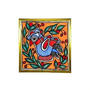Pintura Madhubani de Bihar en Metal Hecha a Mano, Arte Folclórico Tradicional de Mithila, Decoración de Pared 3D Completa - Product Image 1