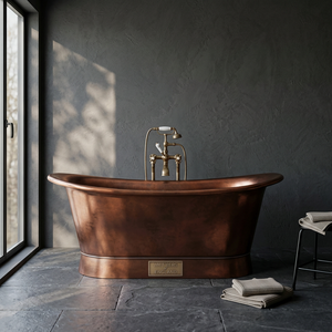 Antique Copper Freestanding Oval <b>Bathtub</b> Classic Handcrafted Eco-Friendly Without Lid for Home Hotel Bathroom Indian Home Crafts - Product Image 1