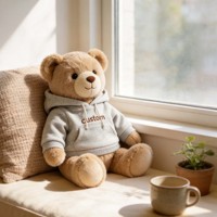 Boneka Beruang Teddy Hoodie Bordir Custom - Boneka Hewan Lucu dan Lembut dengan Hoodie yang Dapat Dipersonalisasi, Hadiah Sempurna untuk Anak-anak dan Dewasa