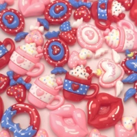 Nouveauté Créative : 100 Pièces de Cabochons en Résine à Dos Plat, Motifs Mini Gobelets, Lèvres, Donuts, Bonbons, Figurines, pour DIY, Accessoires de Bijoux, Nœuds pour Cheveux et Artisanat